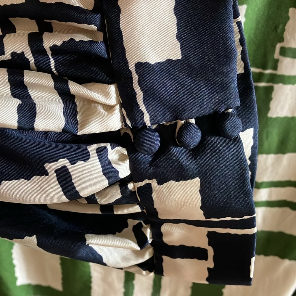 Anthropologie Maeve Broken Blocks 100%‎ Silk Dress- Green, Cream, Navy Sz 4- EUC - Picture 6 of 11